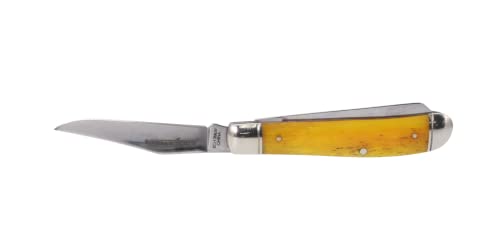 Cold Steel Mini Trapper Folding Knife Versatile Practical Durable Compact Pocket - 2 Blades; Yellow Bone Handle; Slip Joint Lock