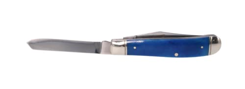 Cold Steel Mini Trapper Practical Versatile Durable Compact Pocket Folding Knife - 2 Blades; Blue Bone Handle; Slip Joint Lock