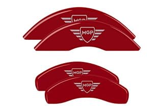 Front and Rear MGP Brake Caliper Covers for 2022 Lexus ES250 Logo, Custom Fit, Red
