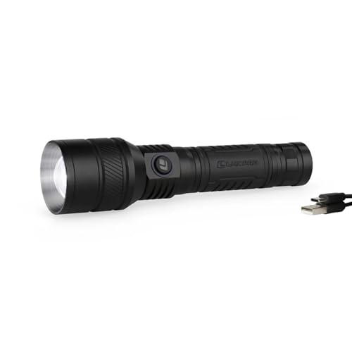 Rechargeable LUXPRO Bright LED Smart Flashlight - 1500 Lumens Long Range, Adjustable Focus, USB-C Fast Charging, TackGrip, Water-Resistant Tactical Flashlight for Work, Camping, Emergency - XP990