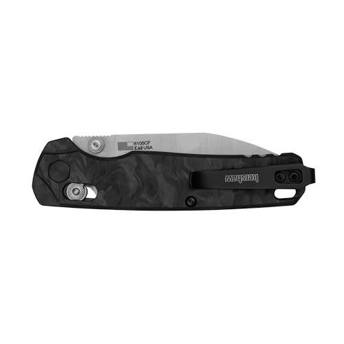 Kershaw Carbon Fiber Bel Air Pocket Knife, Black, 3.1 Inch Stainless Steel Reverse Tanto Blade, EDC with Manual Opening, Reversible Carry, USA Made, Everyday Carry Pocket Knife for Men and Women