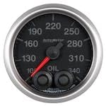 Gauge, AutoMeter 5642-05702-D, Oil Temp, 2", 340º, Stpr Mtr W/Pk & Wrn, Elite, Dual Range, Hi Temp Cal