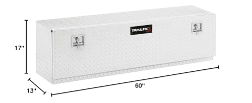 TrailFX Tool Box Top Mount Single Door Polished 16-Gauge Diamond Tread Aluminum 7.8 Cubic Foot Capacity 60" Length 13" Width 17" Height Bright Finish TrailFX 170601