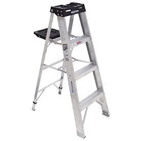 240 Werner Step Ladder, 200 Lb., 6 in, 3-1/2' Comfortable Tubular Rail