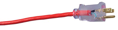 Outdoor 50ft SJTW Ext Cord W/ Lighted End (Red) 14/3