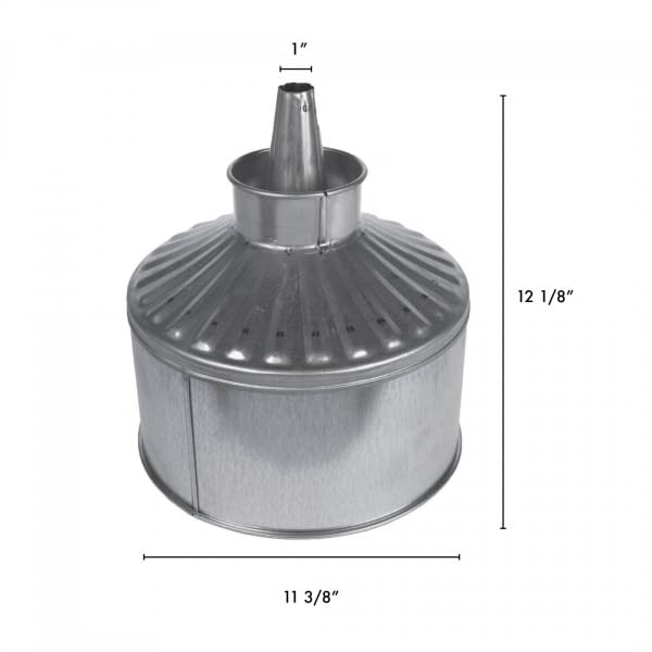 12 Qt Fluted Galvanized Funnel W/Skirt & Screen - Funnel King 94469, 11" Center Spout, Multi