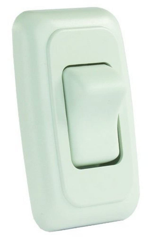 Single JR Products 12005 White SPST On-Off Switch with Bezel