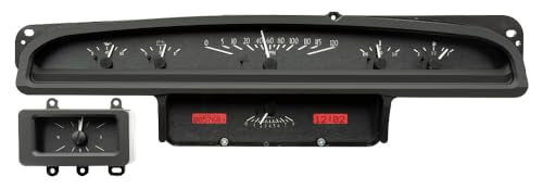 Dakota Digital VHX-70F-TOR-K-R Analog Dash Gauge System with Compatible 1970-71 Ford Torino, Fairlane and Ranchero, Black Alloy Style, Red Backlighting