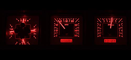 Dakota Digital VHX Analog Dash Gauge System VHX-70B-SKY-S-R Compatible with 70 71 72 Skylark Silver Alloy Red Backlighting