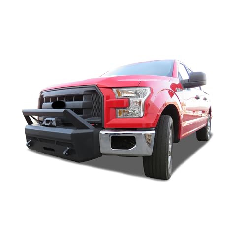 Heavy Duty Black Horse Armour III Front Winch Bumper with Winch Textured Black Compatible with 2015-2017 Ford F-150-AR3LHD40NL-W12