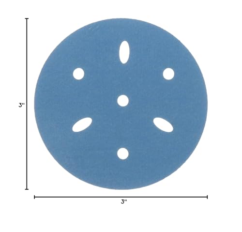 3M Hookit Blue Abrasive Disc AMAPR 321U Multi-hole, 36150, 3 in, 320, 50 discs per carton