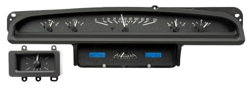 Dakota Digital VHX-70F-TOR-K-B Gauge System Analog Dash Compatible with 1970-71 Ford Torino, Fairlane and Ranchero, Black Alloy Style, Blue Backlighting
