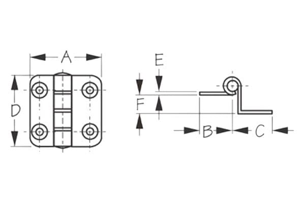 Offset Sea Dog 2015901 Hinge Stainless 1-1/2