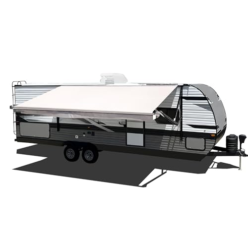 22' Velarium RV Vinyl Canopy, Solid White – Heavy-Duty 13.5oz 3-Ply Material, Cold & Crack-Resistant RV Awning, All-Purpose Outdoor Canopy for RVs, Trailers, and Motorhomes (Fabric 21'2")