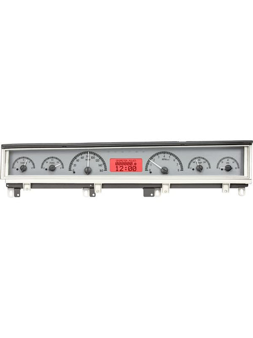 Dakota Digital VHX-68D-STD-S-R Gauge Instrument System Compatible with 1968-70 Mopar B-Body: Coronet, Belvedere, Satellite and Road Runner Silver Alloy Red Backlighting