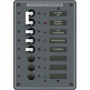 Blue Sea Systems 8027 7 Pos Panel 120Vac 2Xcb/3Cb/R-