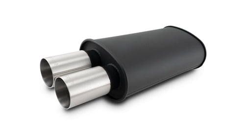 Flat Black Oval Muffler 3in Inlet Vibrant Performance 12321 Streetpower