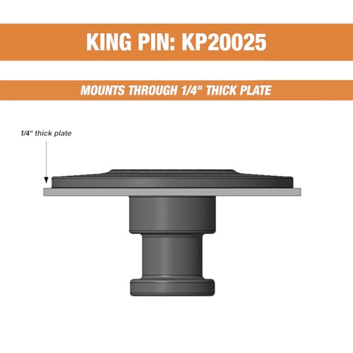 KP20025 Buyers Products Forged Trailer King Pin, 2-Inch, 0.25-Inch Bolster Plate Thickness, Weldable, Strength And Reliability To Your Fifth Wheel, 5th Wheel Accessories