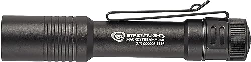 Streamlight MacroStream 66320 USB 500-Lumen 2000-Candela Rechargeable Compact EDC LED Flashlight with USB Cable, Black