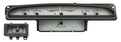 Dakota Digital VHX-70F-TOR-S-W Gauge System Analog Dash Compatible with 1970-71 Ford Torino, Fairlane and Ranchero, Silver Alloy Style, White Backlighting