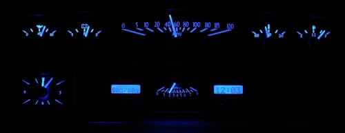 Dakota Digital VHX-70F-TOR-S-B Analog Dash Gauge System with Compatible 1970-71 Ford Torino, Fairlane and Ranchero, Silver Alloy Style, Blue Backlighting