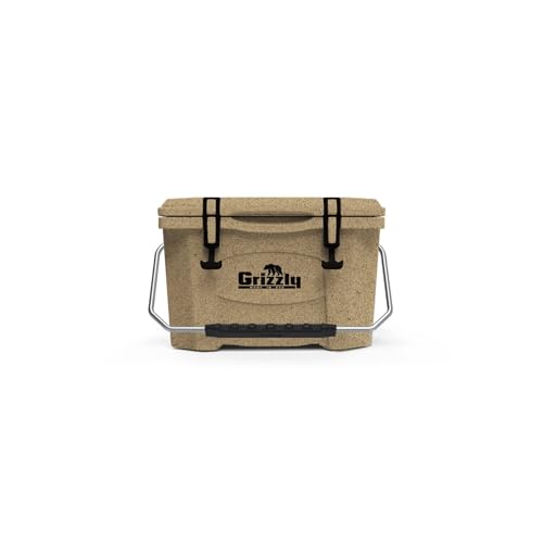 20 Cooler Grizzly | 20 qt Ice Chest Durable Rotomolded Insulated | Made in USA | Warranty for Life | For Beach Boat Camping Fishing Hunting | G20 | Sandstone