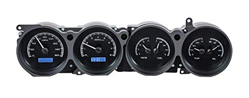 Dakota Digital Analog Gauge System Aftermarket for 70-74 Challenger/Cuda with Rallye Dash Black Alloy Blue Backlighting VHX-70D-CLG-K-B