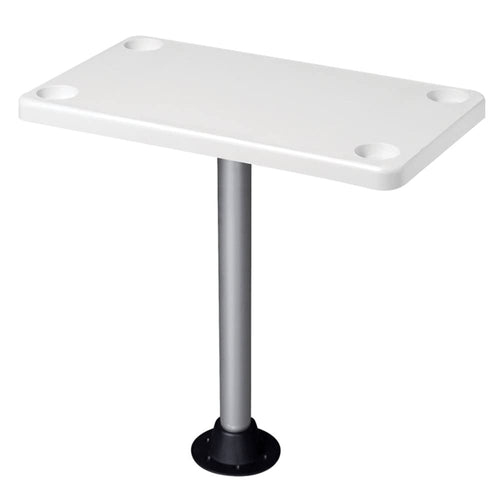 8WD944 Wise Rectangular Pontoon Table with 4 Recessed Cup Holders, White