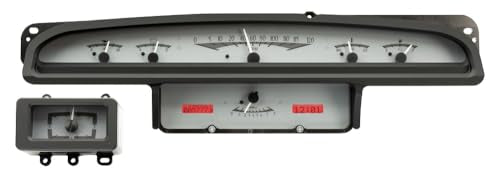 Dakota Digital VHX-70F-TOR-S-R Gauge Dash System Analog Compatible with 1970-71 Ford Torino, Fairlane and Ranchero, Silver Alloy Style, Red Backlighting