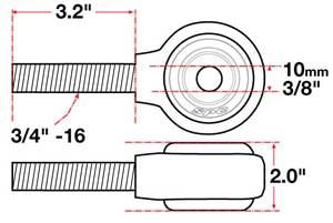 XAXIS JOINT - FORGED RECEIVER - LH 3/4"-16 X 10MM BH X 2" W