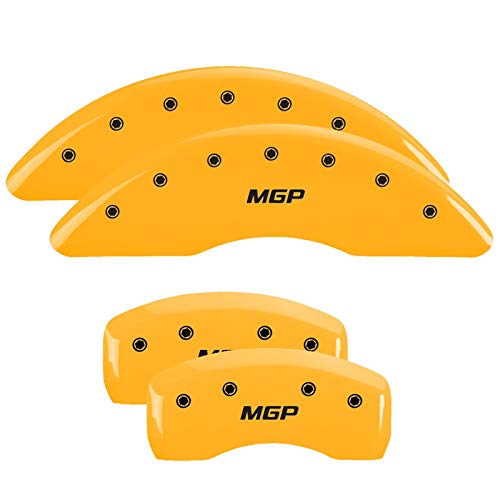 MGP Yellow Powder Coat Finish Caliper Covers 41111SMGPYL, Black Characters, Set of 4