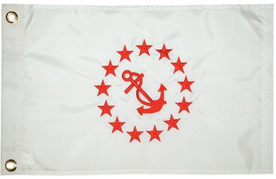 Nylon Officer Flag TaylorMade, 12" x 18" - Rear Commodore, White