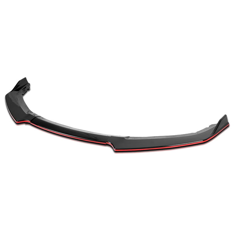 Glossy Black Spec-D Tuning Red Trim Front Bumper Lip Spoiler Splitter Kit 3PC Compatible with 2016-2018 Honda Civic Sedan