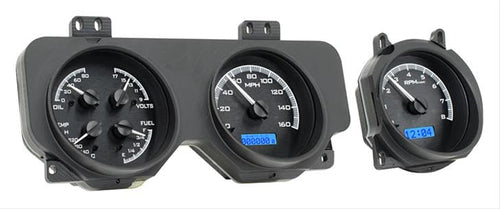 Dakota Digital VHX-69P-GTO-K-B Analog Dash Gauge System Compatible with 1969 Pontiac GTO Le Mans Black Alloy Style Blue Backlighting