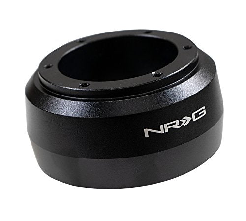 NRG Innovations Short Hub Racing Style Steering Wheel, Lockable Aluminum Steering Shaft, 6x70mm Bolt Pattern Quick Release Adapter Unit, Compatible With 04-06 Pontiac GTO, Black, NRG-SRK-COMH