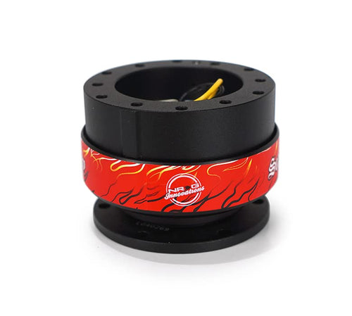 Gen 2.0 NRG Innovations Steering Wheel Quick Release Adapter 6-HOLE with Mounting Bolts, Quick Release - Black Body/Red ring with Litteral Collab, NRG-SRK-200BK-RL