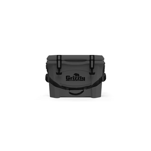 15 qt Grizzly Cooler, Durable Rotomolded Insulated Ice Chest, Made in USA, Warranty for Life, for Beach Boat Camping Fishing Hunting, G15, Stealth Gray