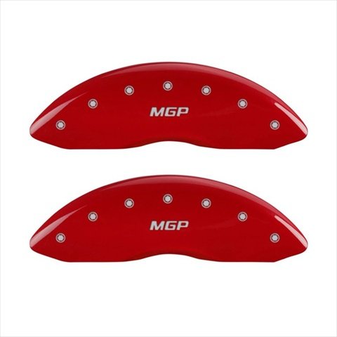SET OF 4 CALIPER COVERS, FRONT AND REAR ENGRAVED: MGP, RED POWDER COAT FINISH, S