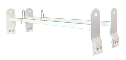 TrailFX 2-Bar Universal Van Ladder Rack White Powder Coated Steel Adjustable 53-63 Inch Length 600 lb Capacity Clamp-On Full Roof Gutter Mount FCLR004W
