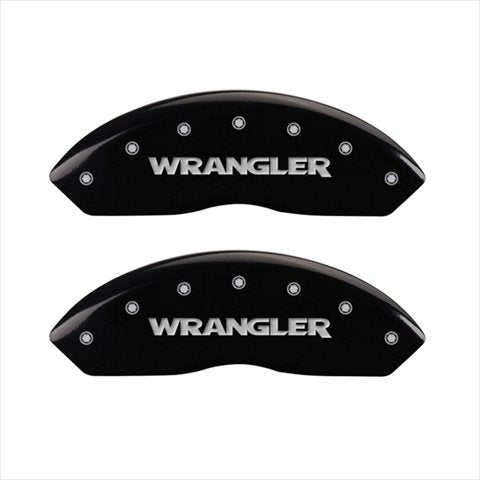 MGP 42014SWRGBK Caliper Covers Wrangler Black Caliper Covers - Engraved Front & Rear44; Set of 4