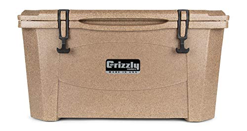 60 Cooler Grizzly | 60 qt Ice Chest Durable Rotomolded Insulated | Made in USA | Warranty for Life | For Beach Boat Camping Fishing Hunting | G60 | Sandstone