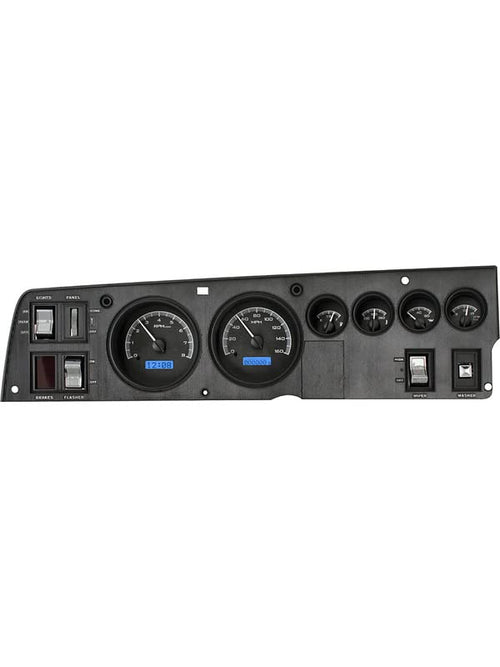 Dakota Digital Analog Gauge System Aftermarket for 68-70 Dodge Charger Super Bee 69-70 Coronet R/T, 70 Plymouth GTX and Road Runner Black Alloy Blue Backlighting VHX-68D-CHG-K-B