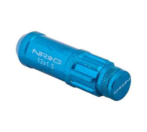 700 Series NRG M12 X 1.5 Steel Lug Nut w/Dust Cap Cover Set 21 Pc w/Locks & Lock Socket - Blue
