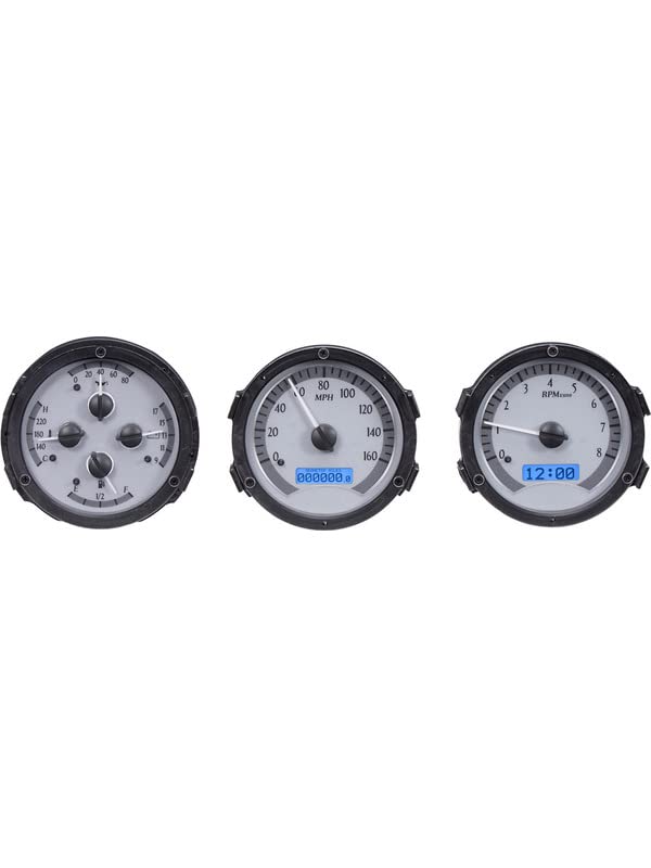 Dakota Digital VHX-68O-CUT-S-B Gauge System Analog Compatible with Oldsmobile 1968 Cutlass, F-85 and 444, Silver Alloy Style, Blue Backlighting