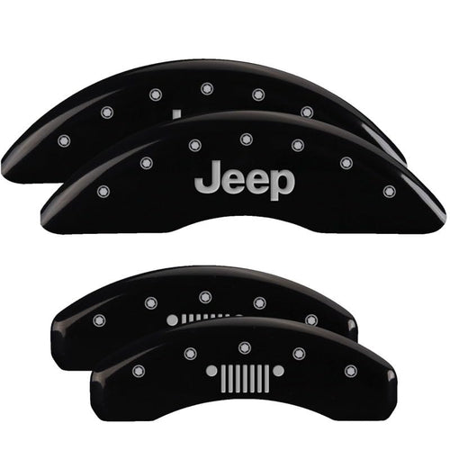 Brake Caliper Covers MGP for Jeep Grand Cherokee L (2021-24’) Requires 18”+ Wheels and Rear Vented Rotors - Powder Coated Black, Engraved JEEP/Grill logo, Front and Rear Caliper Covers (Set of 4)