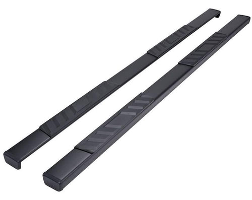 Nerf Bars TrailFX A4022B for Jeep Gladiator JT 2020-2025 Titanium Black Powder Coated Steel 4 Inch Trapezoid Straight Side Steps with Step Pads Plastic End Caps Rocker Panel Mount Running Board Pair