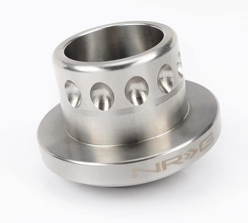 NRG Innovations Short Hub Spline Adapter Racing Style Steering Wheel, Stainless Steel 3/4" Keyway Tappered Shaft Fit Marine, Silver, NRG-SRK-RLMH