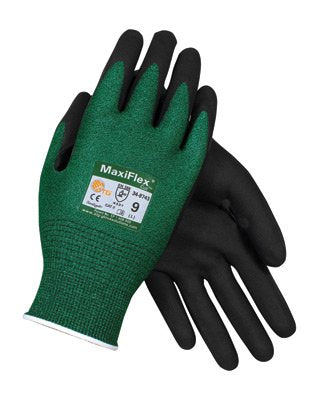 MaxiFlex Cut by ATG Protective Industrial Products Small Black Micro-Foam Nitrile Dipped Palm And Finger Coated Work Glove With Continuous Knitwrist - 2 Pair