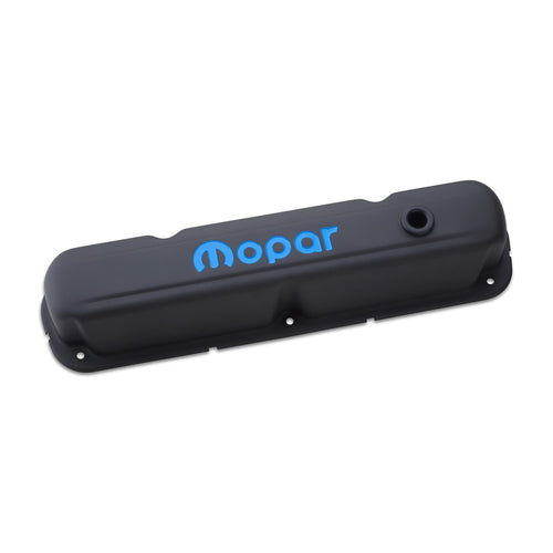 Proform Tall Valve Cover, Baffled, Breather Hole, Mopar Logo, Steel, Black Crinkle