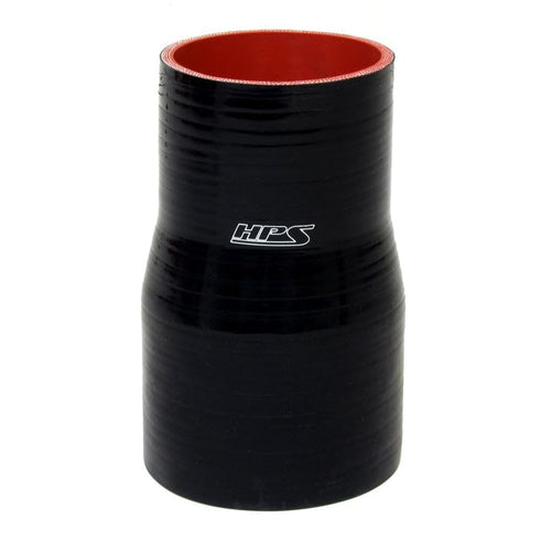 HPS Silicone HTSR-250-300-L6-BLK High Temperature 4-ply Reinforced Reducer Coupler Hose, 50 PSI Maximum Pressure, 6" Length, 2-1/2" > 3" ID, Black